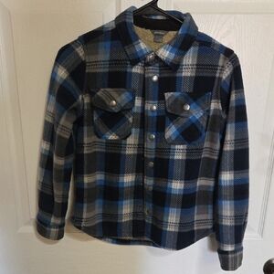 Eddie Bauer Blue and Gray Plaid Kids Button Down Shirt